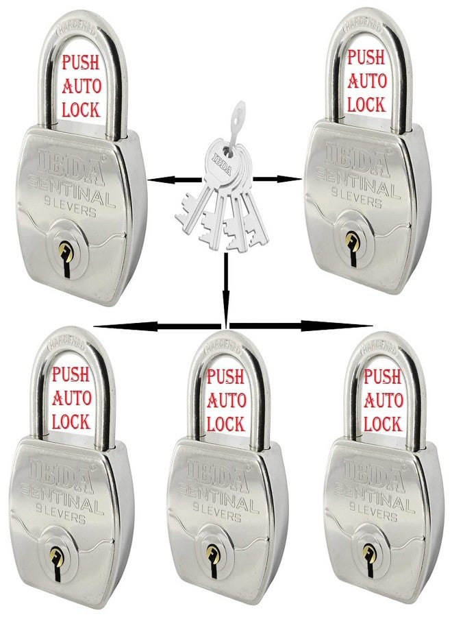 IBDA 5 Locks with Same Key | Multiple Locks with Single Key | Common Key Lock | Steel Body | Lock for Home, Shutter, gate, Door, Channel, Shop, Outdoor, Indoor | Same Key Lock Set of 5 with 4 Keys - Image 1